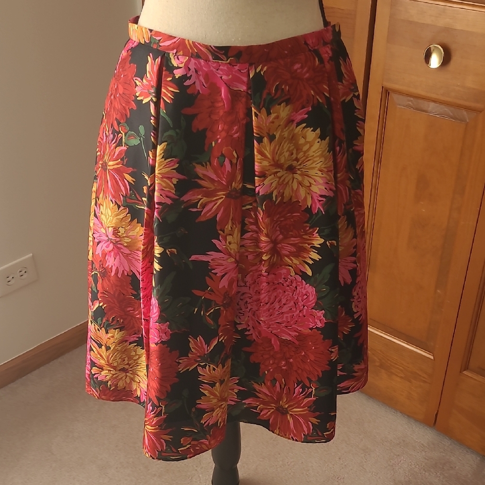 Talbots A-Line Skirt with Pink and Yellow Floral Design